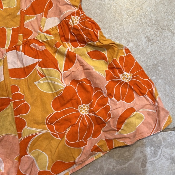 Sky To Moon Orange Retro Floral Cut Out Romper M Dress - Picture 4 of 6